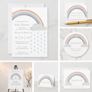 Pastel Watercolor Rainbow Thank You Card