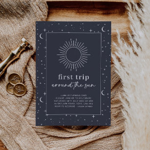 Navy Arched 1st Trip Around The Sun Photo Invite