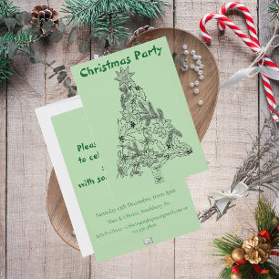 Festive Green Tree Christmas Party Invitation