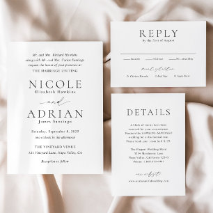 Classic Black and White Elegant Wedding Invitation