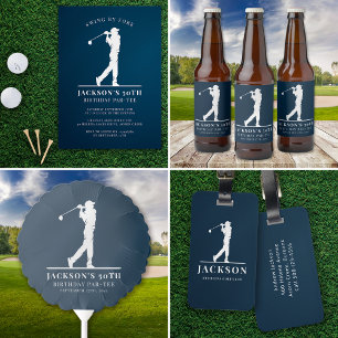 Navy Golf Themed Birthday Par-tee  Beer Bottle Label