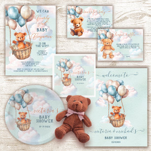 Teddy Bear Boy Hot Air Balloon Baby Shower Napkin