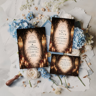 Gothic Cathedral Candlelight Wedding Invitation