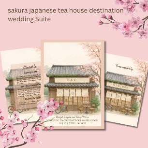 sakura tea house destination wedding guest card