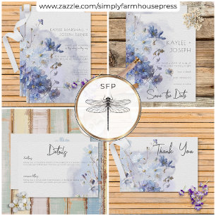 Modern Periwinkle Blue Watercolor Wildflowers Thank You Card