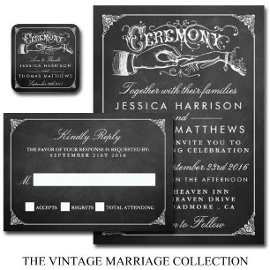 The Vintage Marriage Chalkboard Wedding Collection Invitation