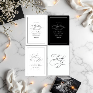 Elegant Simplicity Minimalist Black and White Thank You Card