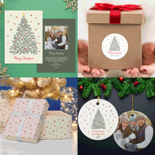 White Christmas Tree Holiday Photo Card