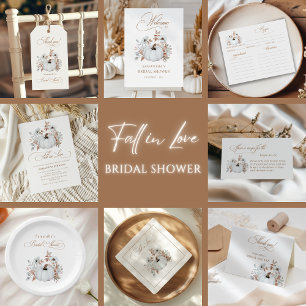 Fall in Love White Pumpkin Bridal Shower Invitation
