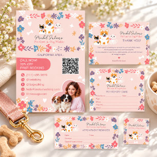 Whimsical floral cute pastel pet sitter dog walker square sticker