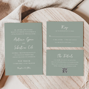 Elegant Sage Green Modern Wedding Invitation