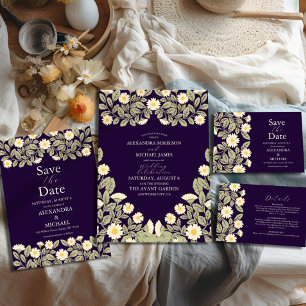 Daisy Art Nouveau Wedding All In One Invitation