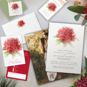 Wedding meal choice red burgundy floral cards