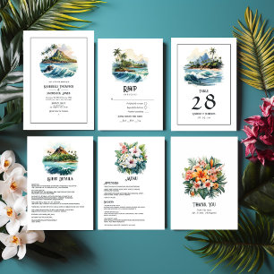 Watercolor Hawaii Destination Wedding RSVP Card