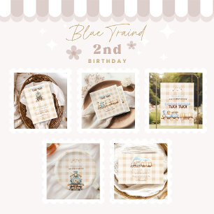 Vintage Train 2nd Birthday  Thank You Card