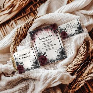 Gothic Blood Roses Birthday Invitation