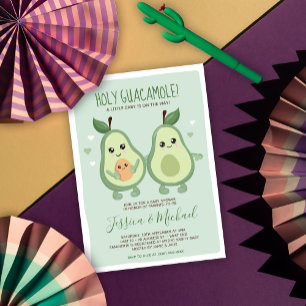 Avocado Holy Guacamole Lesbian Baby Shower  Invitation