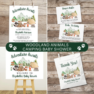 Woodland Animals Camping Baby Shower Paper Plate