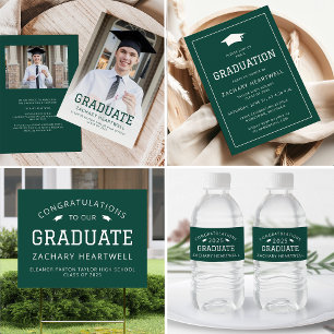 Sporty Green and White Graduation Party Invitation