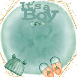 It's A Boy In Mint Green And Gold Baby Shower Invi Invitation