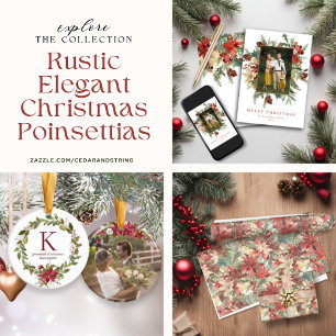 Budget Modern Winter Floral Gold Christmas Photo