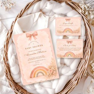 Soft Pastel Boho Rainbow Baby Shower Invitation
