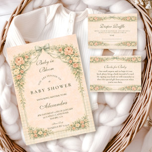 Blush Sage Rose Arch Baby Shower Invitation