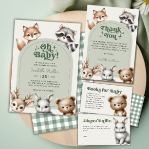 Woodland Diaper Raffle Boy Baby Shower Enclosure Card
