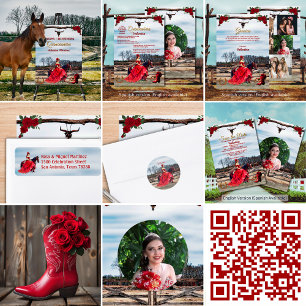 Masquerade Ranch Quinceañera con Foto Save The Date