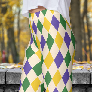 Bold Black & White Harlequin Check Pattern Leggings