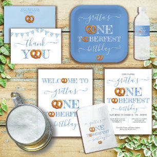Oktoberfest Pretzel Turning One Birthday Party Invitation