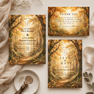 Rustic Fall Woodland Wedding Thank You Card