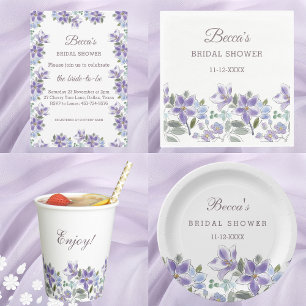 Feminine Lilac Floral Bridal Shower Thank You Card