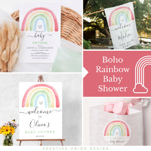 Boho Rainbow Baby Shower Invitation Card
