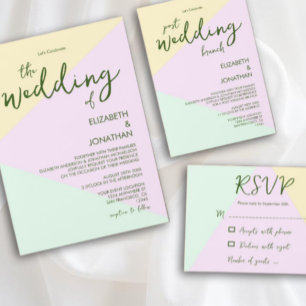 Muted Pastel Geometric Wedding RSVP Card
