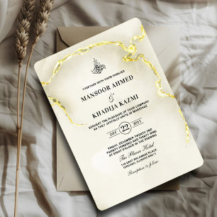 Luxurious Gold Marble Texture Islamic Wedding  Invitation
