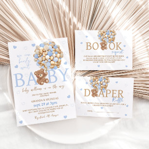 Diaper Raffle Boho Blue Bear Themed Enclosure Card