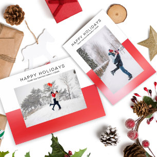 Modern Aqua 2 Tone Watercolor Happy Holiday Photo Postcard