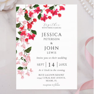 Colourful Bougainvillea Flower Wedding Invitation