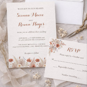 Terracotta Wildflower & Dried Palm Wedding Address