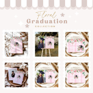Elegant  Pink Floral Graduation RSVP Card