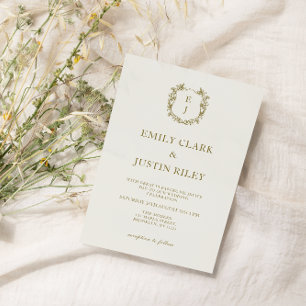 Classic Gold Monogram Photo Save the Date Wedding Invitation