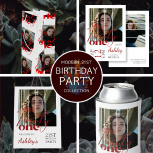 Hello Twenty One Modern Image 21st Birthday Napkin