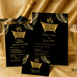 Black Gold Brunch & Bubbly Wedding Napkin