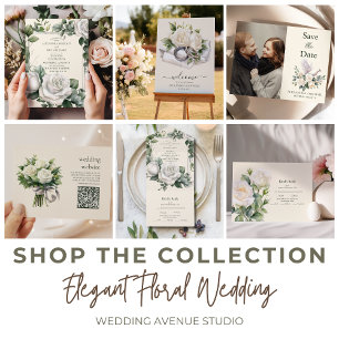 Elegant Floral White Exotic Wedding Menu