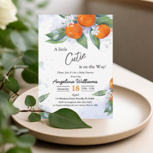 Baby shower Invitations decorated with Tangerine