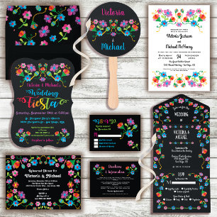 Folk Art Embroidered Mexican Fiesta Wedding info Enclosure Card