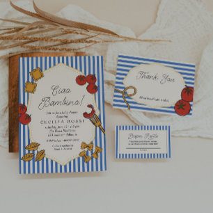 Ciao Bambino Blue Italian Pasta Baby Shower Invitation
