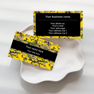Yellow and Green Camouflage, Military, Army Business Card