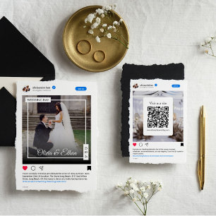 Modern Funny Social Media Wedding Website Enclosure Card